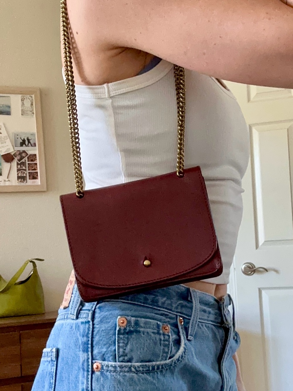Madewell Burgundy Oxblood Leather Chain Crossbody Shoulder Bag